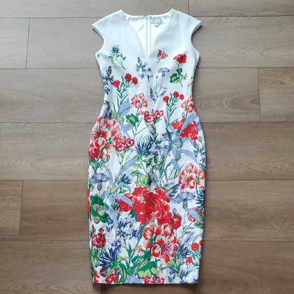 New York & Company White Floral Midi Dress - Picture 1 of 12